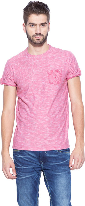 Mufti Solid Men Round Neck Red T-Shirt