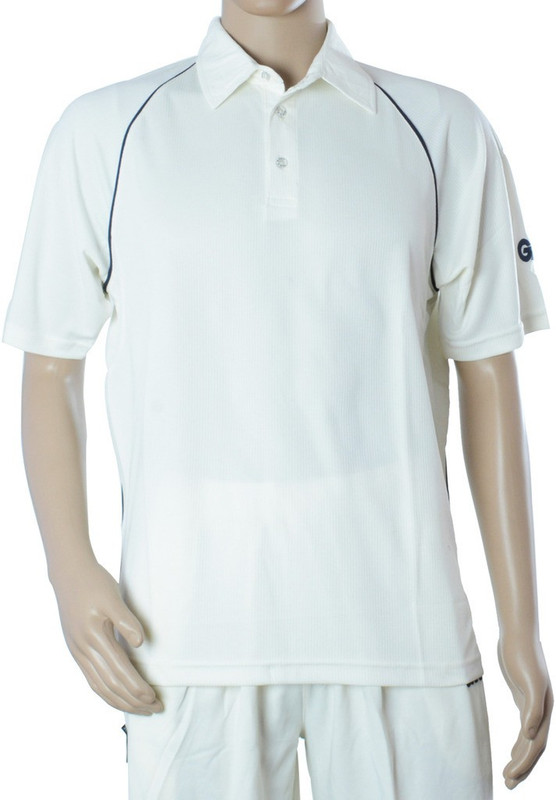 GM Striped Men Polo Neck White T-Shirt GM Striped Men Polo Neck White T-Shirt