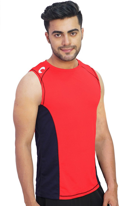 Arcley Solid, Printed Men Round Neck Red, Blue T-Shirt