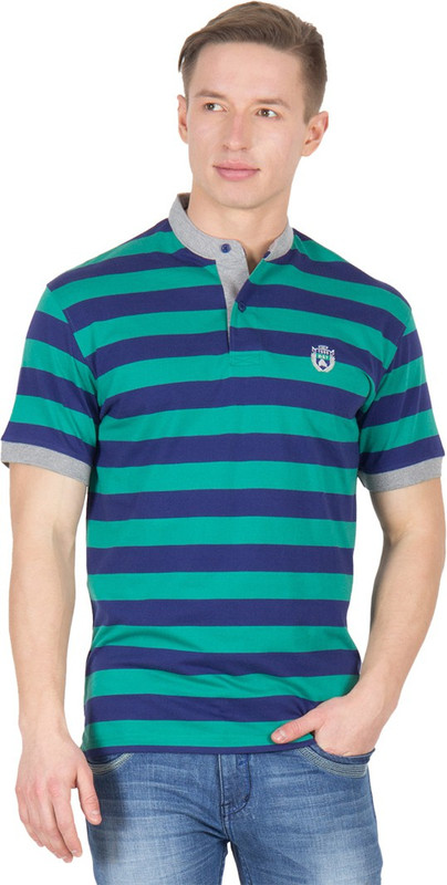 WILKINS & TUSCANY Striped Men Henley Green T-Shirt WILKINS & TUSCANY Striped Men Henley Green T-Shirt