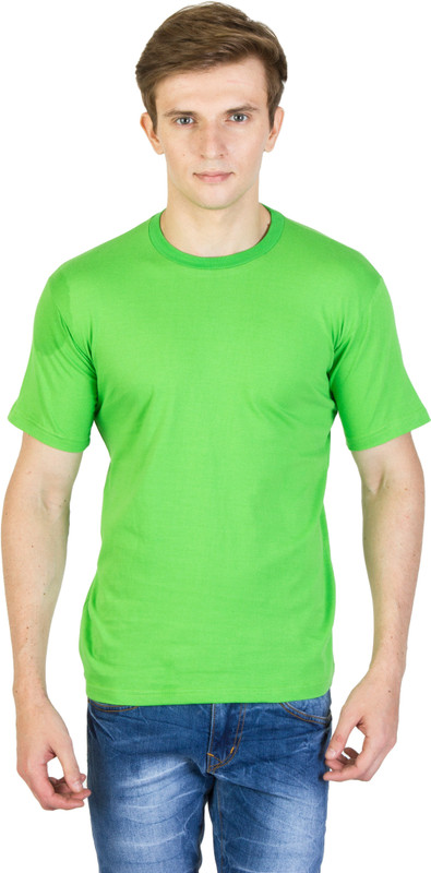 DuoPolin Solid Men Round Neck Green T-Shirt
