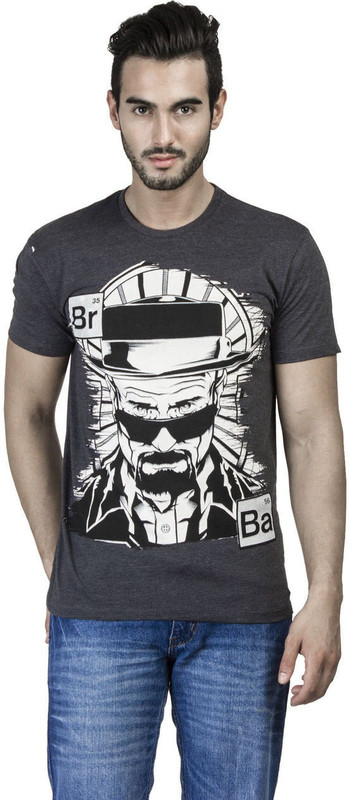 Breaking Bad Printed Men Round or Crew Black T-Shirt