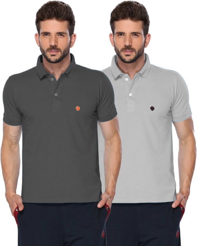 ONN Solid Men Polo Neck Black, Grey T-Shirt(Pack of 2) ONN Solid Men Polo Neck Black, Grey T-Shirt(Pack of 2)