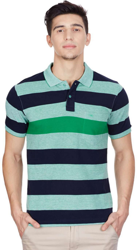 Cloak & Decker Striped Men Polo Neck Green T-Shirt Cloak & Decker Striped Men Polo Neck Green T-Shirt