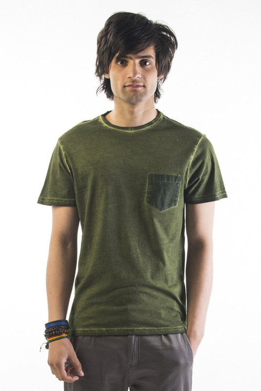 Srota Solid Men Round Neck Green T-Shirt