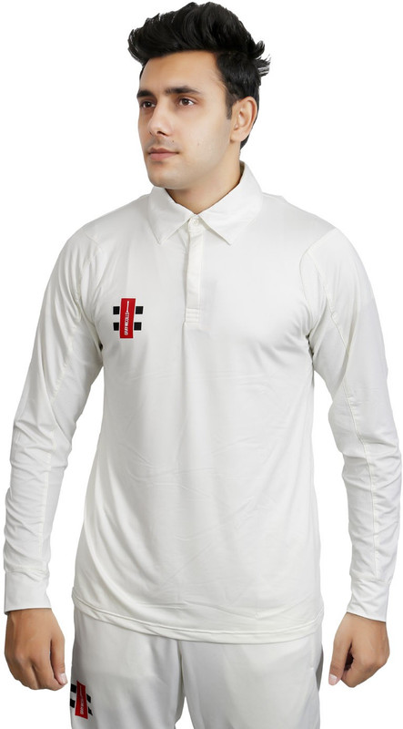 Gray Nicolls Solid Men Polo Neck White T-Shirt