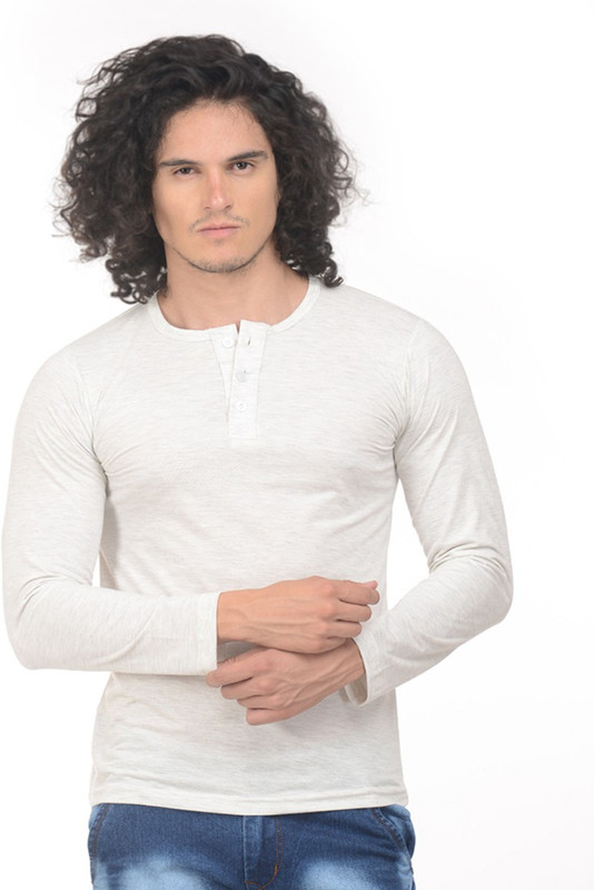 Gold Axe Solid Men Henley White T-Shirt Gold Axe Solid Men Henley White T-Shirt