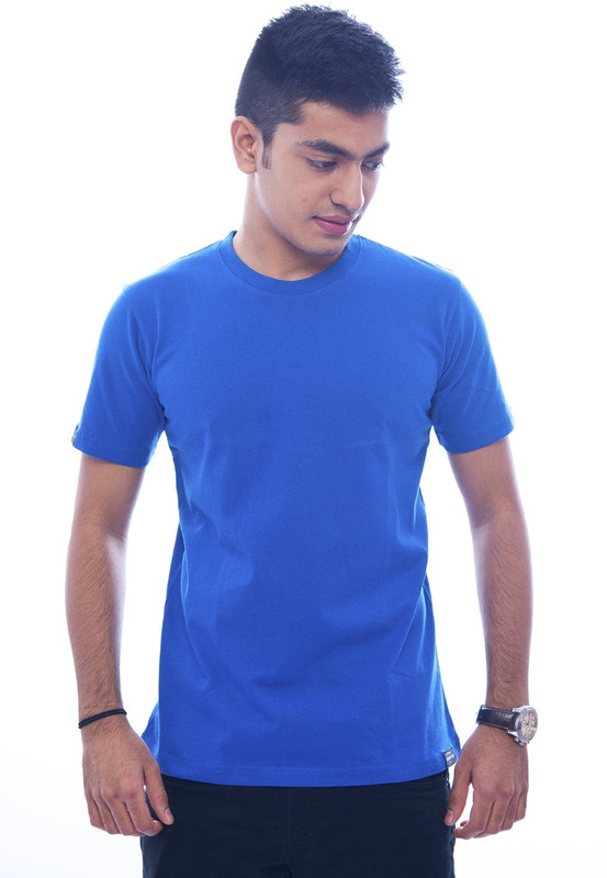 Urban Flux Solid Men Round Neck Blue T-Shirt