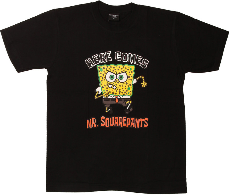Toon Teez Printed Men Round Neck Black T-Shirt