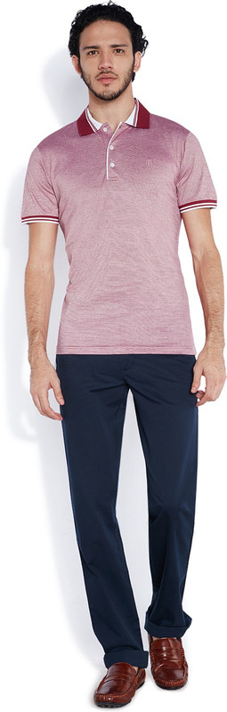 Raymond Striped Men Polo Neck Red T-Shirt