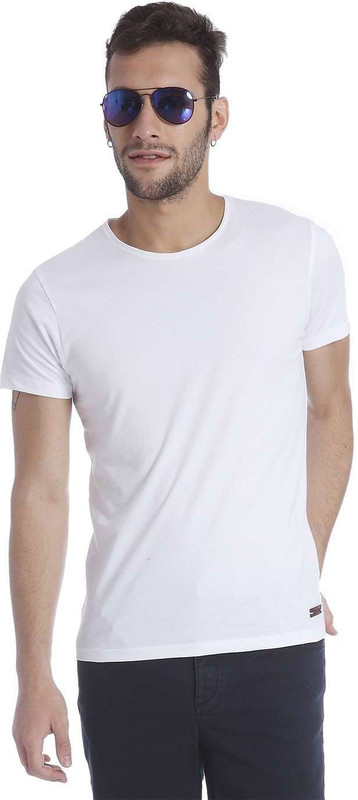 Jack & Jones Solid Men Round Neck White T-Shirt
