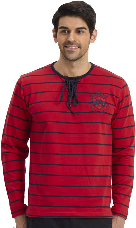 Fritzberg Striped Men Round Neck Red T-Shirt