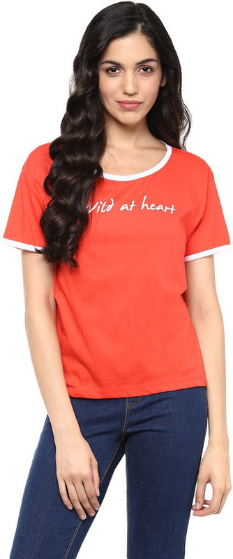 Querida Graphic Print Women Scoop Neck Red T-Shirt