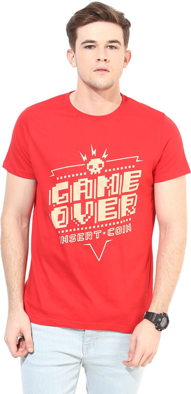 White Kalia Printed Men Round Neck Red T-Shirt White Kalia Printed Men Round Neck Red T-Shirt