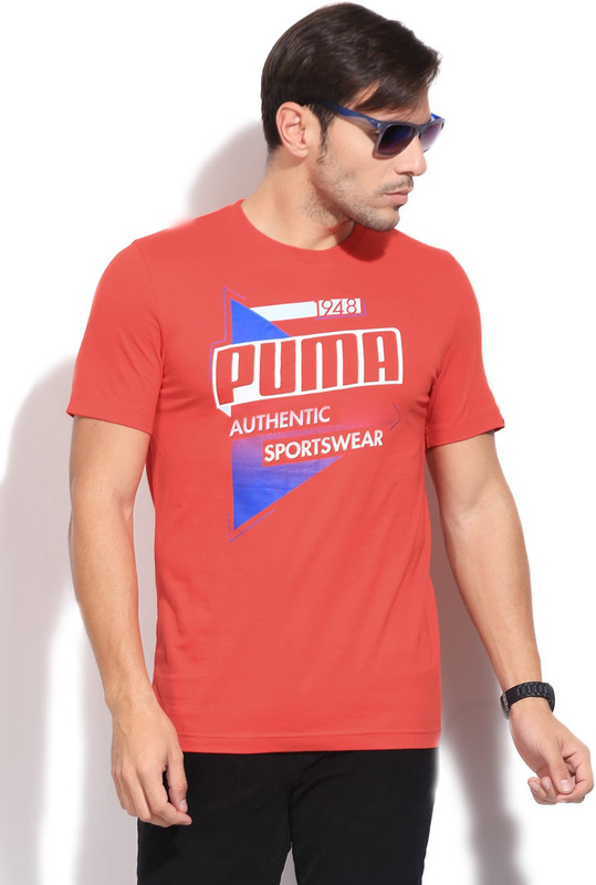 Puma Graphic Print Men Round Neck Red T-Shirt