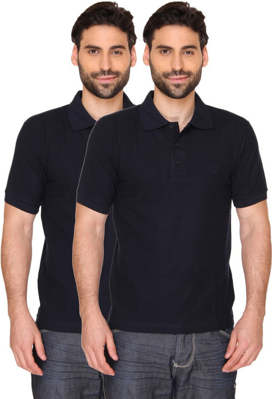 Blacksmith Solid Men Polo Neck Dark Blue T-Shirt(Pack of 2) Blacksmith Solid Men Polo Neck Dark Blue T-Shirt(Pack of 2)