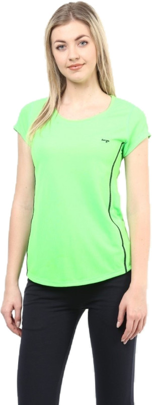 Berge Solid Women Round Neck Green T-Shirt