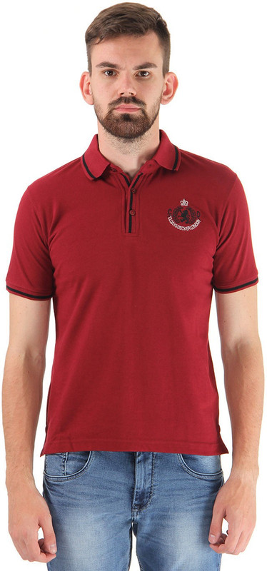 Cloak & Decker Solid Men Polo Neck Maroon T-Shirt Cloak & Decker Solid Men Polo Neck Maroon T-Shirt