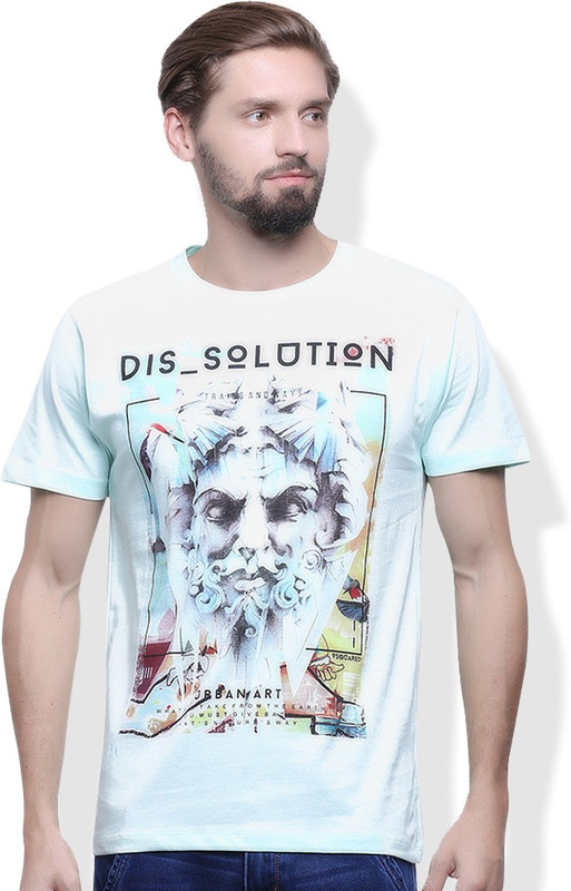 Go India Store Solid Men Round Neck Light Green T-Shirt