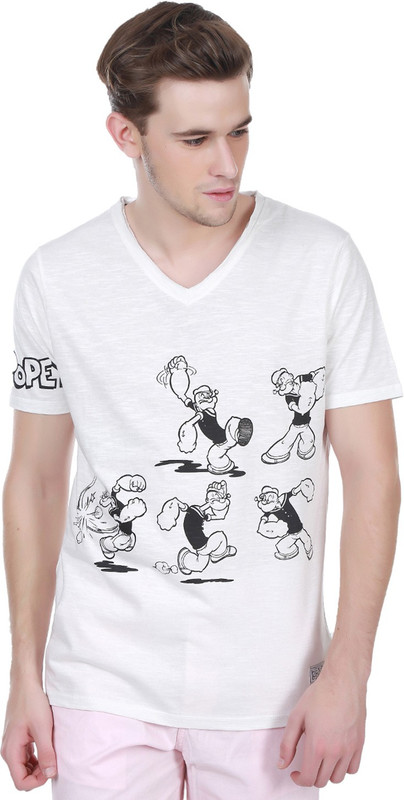 Henry and Smith Printed Men V-neck White T-Shirt Henry and Smith Printed Men V-neck White T-Shirt