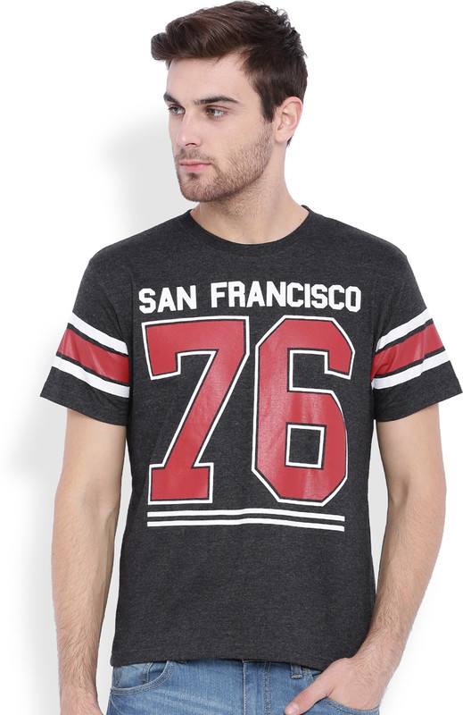 DIFFERENCE OF OPINION Printed Men Round or Crew Grey T-Shirt