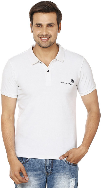 Invictum Solid Men Polo Neck White T-Shirt