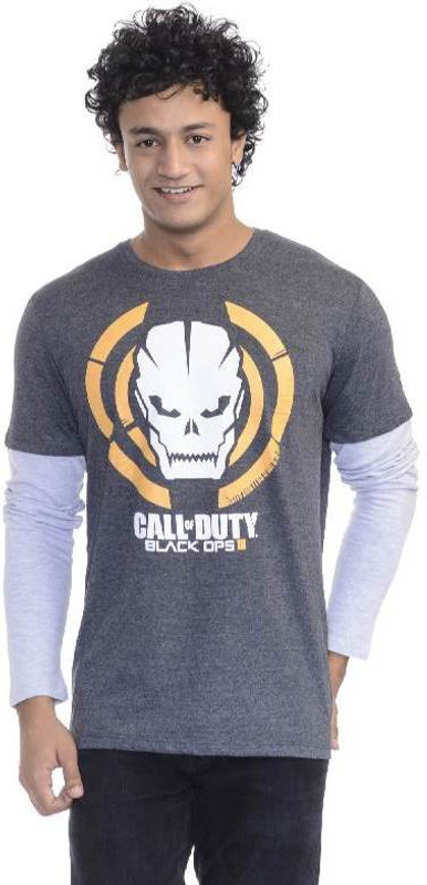 Call Of Duty Printed Men Round or Crew Grey T-Shirt
