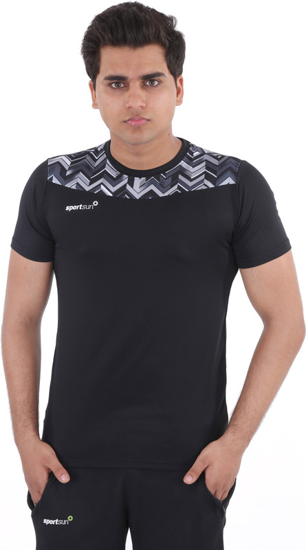 Sport Sun Self Design Men Round Neck Multicolor T-Shirt