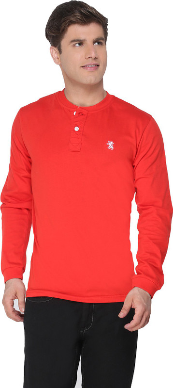 The Cotton Company Solid Mens Henley Red T-Shirt RS.449 (73.00% Off) - Flipkart