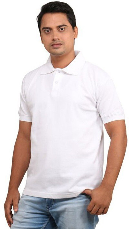 Eagle Buzz Solid Men Polo Neck White T-Shirt