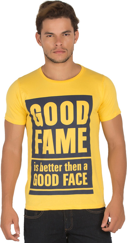 Alan Jones Graphic Print Men Round Neck Yellow T-Shirt