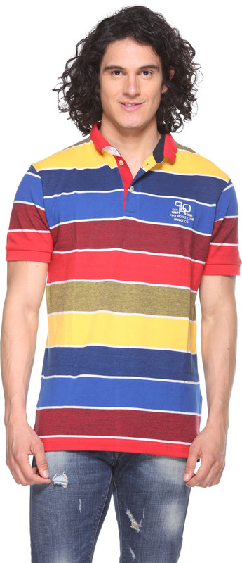 Pro Riders Self Design Men Flap Collar Neck Blue T-Shirt