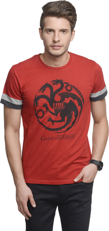 Game of Thrones Printed Men Round or Crew Red T-Shirt
