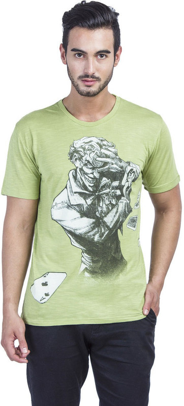Batman Printed Men Round or Crew Green T-Shirt