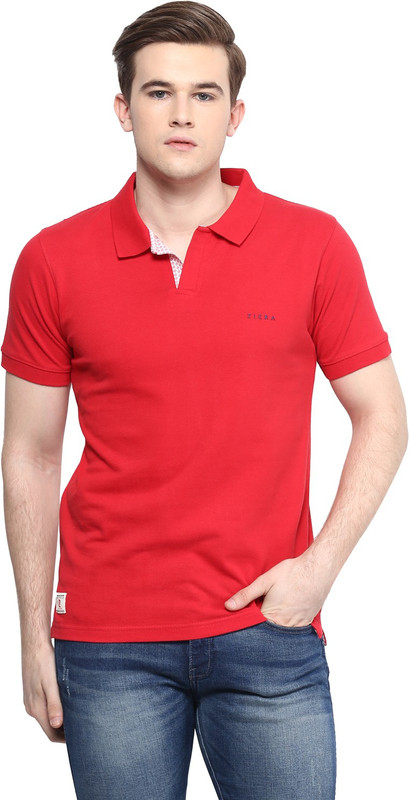 Ziera Solid Men Polo Neck Red T-Shirt