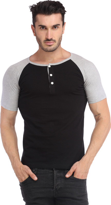 Leana Solid Men Round Neck Black T-Shirt