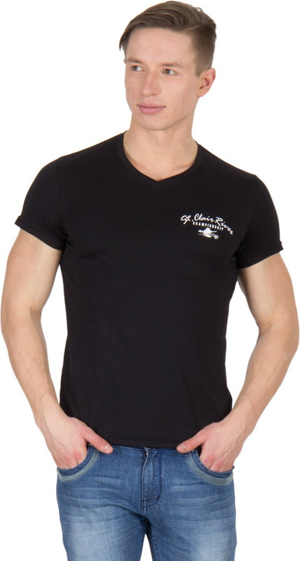 Wilkins & Tuscany Solid Men V-neck Black T-Shirt