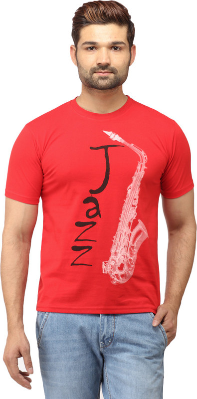 Leana Solid Men Round Neck Red T-Shirt