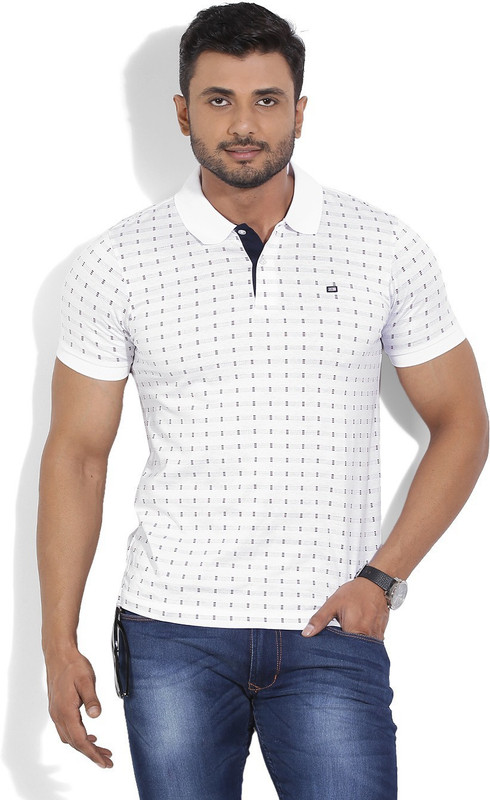 Arrow Sports Self Design Men Polo Neck White T-Shirt