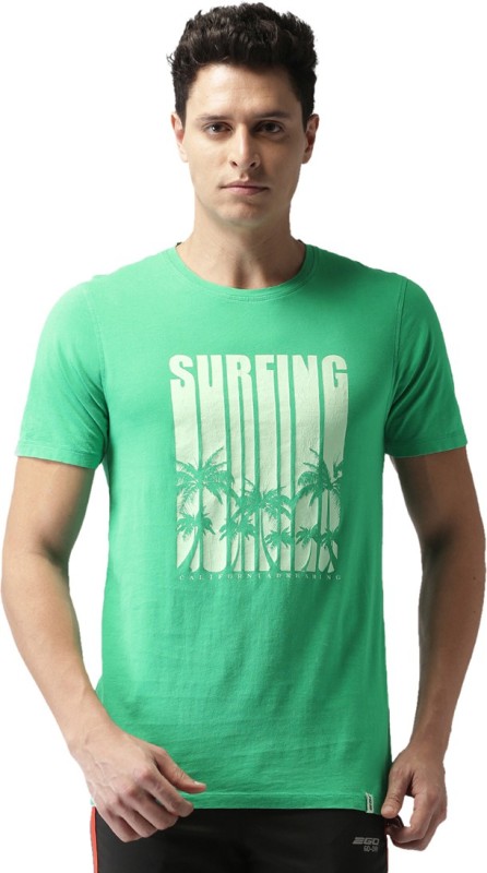 2GO Solid Men Round or Crew Green T-Shirt