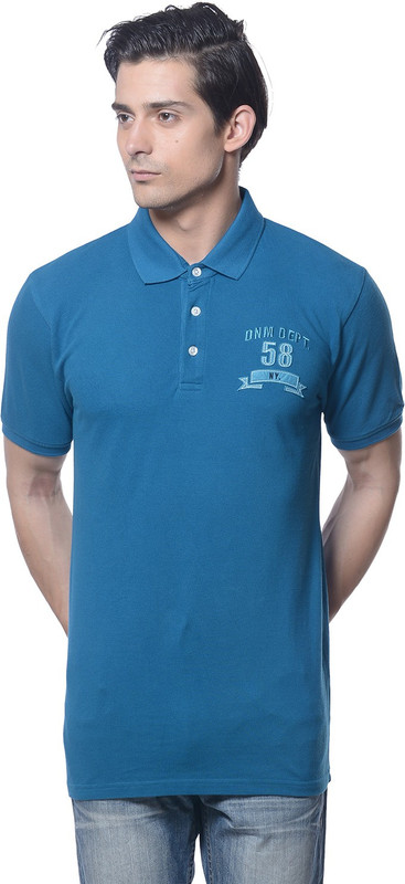 Carve Solid Men Polo Neck Blue T-Shirt
