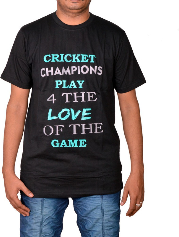 Revinfashions Solid, Printed Men Round Neck Reversible Black T-Shirt