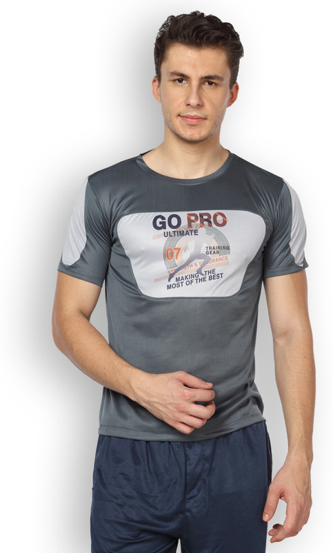 DIFFERENCE OF OPINION Solid Men Round Neck Grey T-Shirt