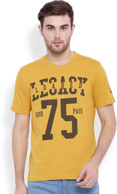 DIFFERENCE OF OPINION Printed Men Round Neck Gold T-Shirt