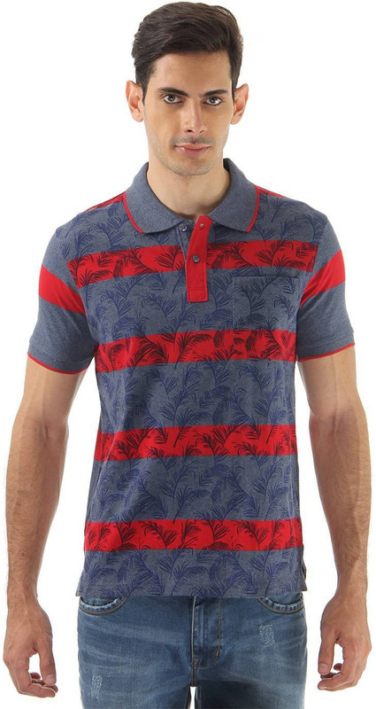 Cloak & Decker Striped Men Polo Neck Grey, Red T-Shirt Cloak & Decker Striped Men Polo Neck Grey, Red T-Shirt