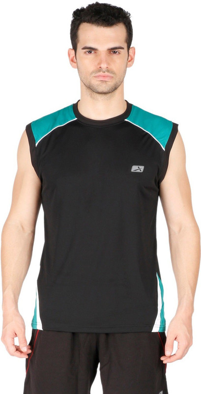 Vector X Solid Men Round Neck Black T-Shirt