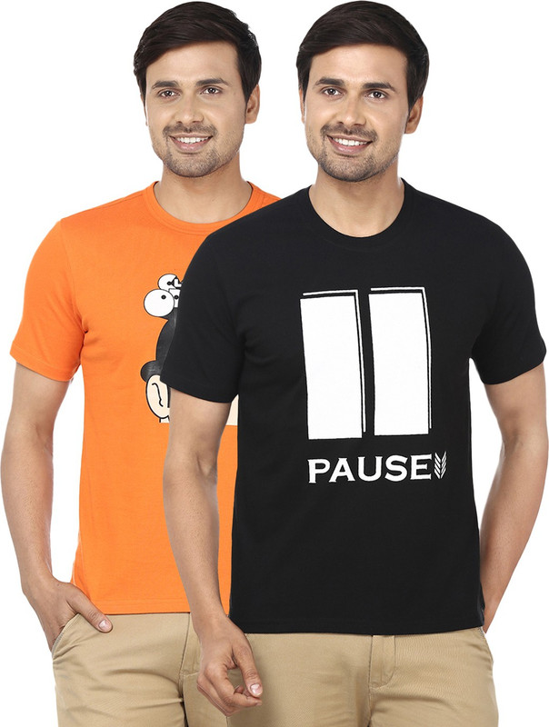Ruse Printed Men Round Neck Multicolor T-Shirt(Pack of 2)