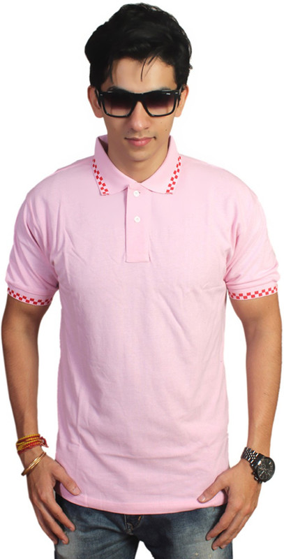 EPG Solid Men Polo Neck Pink T-Shirt