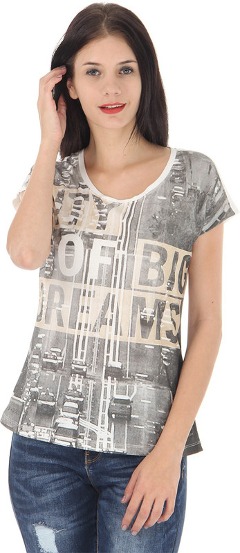 Vero Moda Printed Women Round Neck Brown T-Shirt