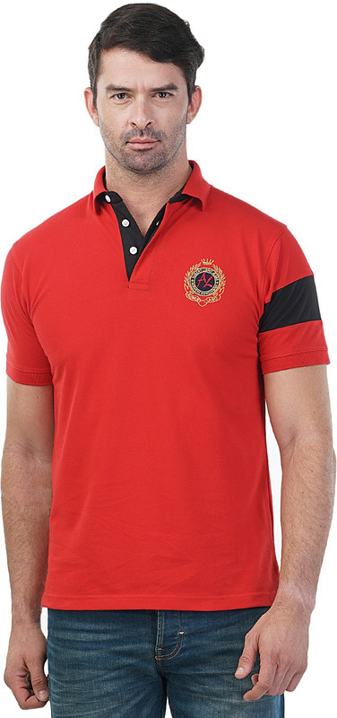Aubert Liano Solid Men Polo Neck Red T-Shirt